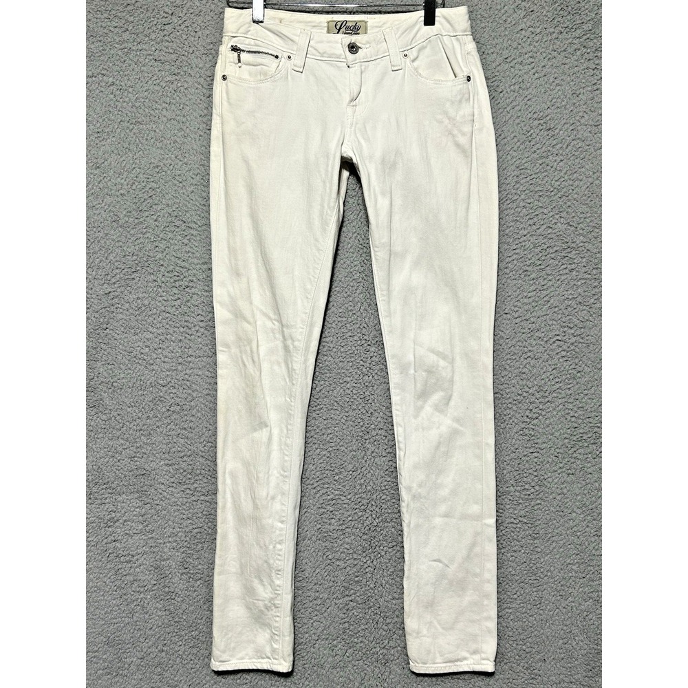 Lucky Brand Womens White Lola Skinny Jeans 0/25 Wash Rinse 28x32 Low Rise